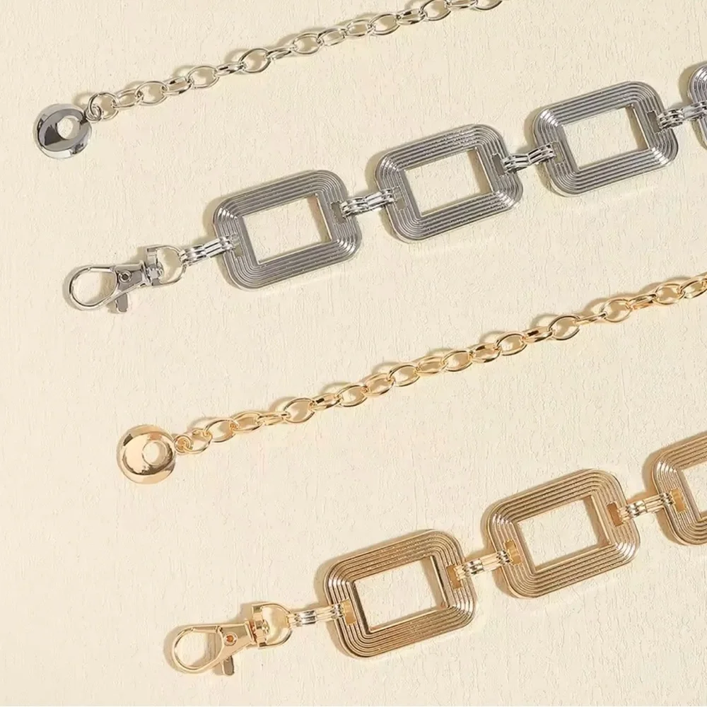 cute chain hollow simple square belt buckle chain belt for dress 42”